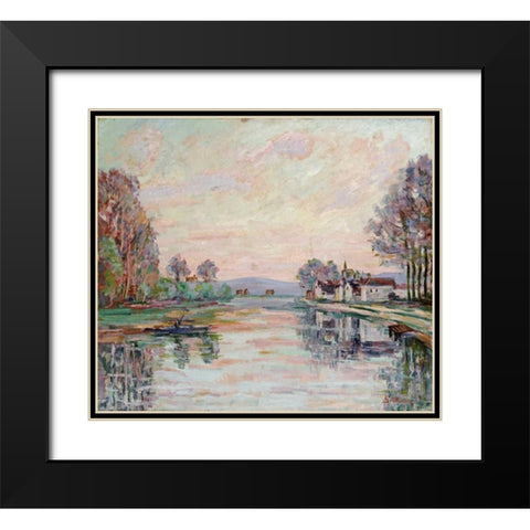The Seine at Samois Black Modern Wood Framed Art Print with Double Matting by Guillaumin, Armand