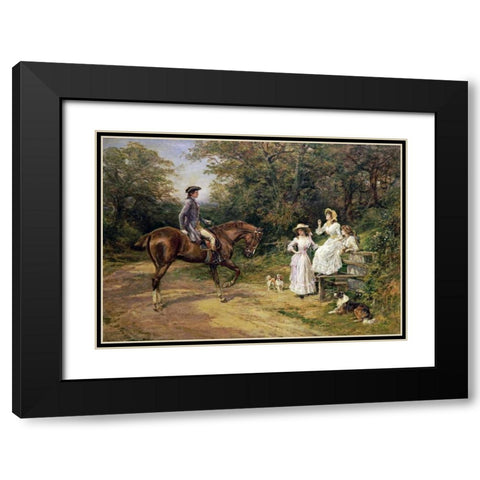 A Meeting By The Stile Black Modern Wood Framed Art Print with Double Matting by Hardy, Heywood