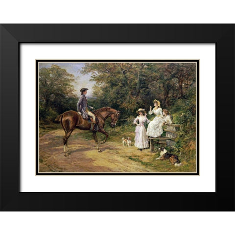 A Meeting By The Stile Black Modern Wood Framed Art Print with Double Matting by Hardy, Heywood