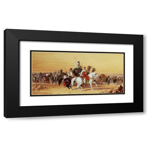 An Arab Caravan Black Modern Wood Framed Art Print with Double Matting by Herring, John Frederick