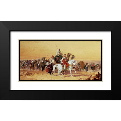 An Arab Caravan Black Modern Wood Framed Art Print with Double Matting by Herring, John Frederick
