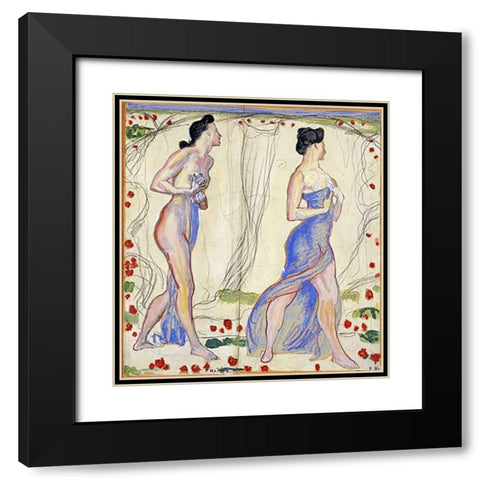 Die Cempfindung I: Study Black Modern Wood Framed Art Print with Double Matting by Hodler, Ferdinand