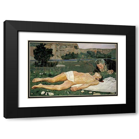 The Good Samaritan Black Modern Wood Framed Art Print with Double Matting by Hodler, Ferdinand