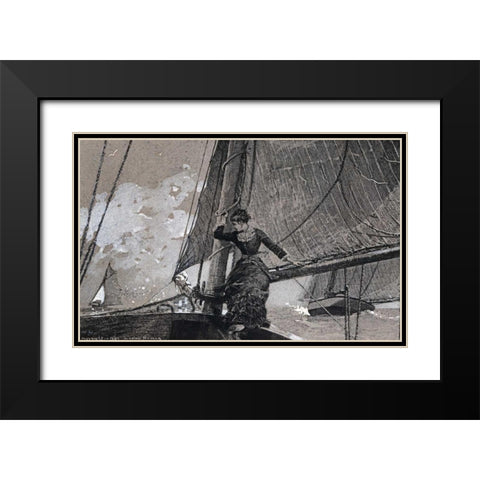 Yachting Girl Black Modern Wood Framed Art Print with Double Matting by Homer, Winslow
