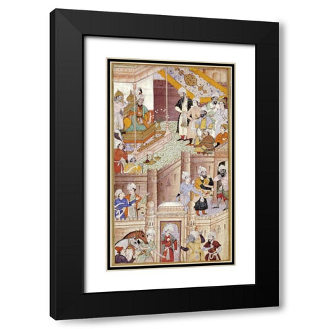 Illustration To The Baburnama Black Modern Wood Framed Art Print with Double Matting by Karan, Khem
