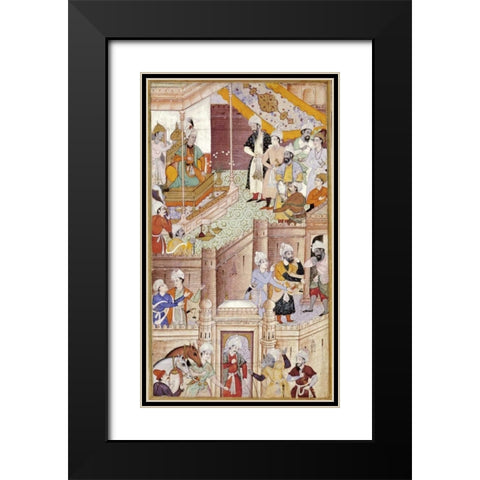 Illustration To The Baburnama Black Modern Wood Framed Art Print with Double Matting by Karan, Khem