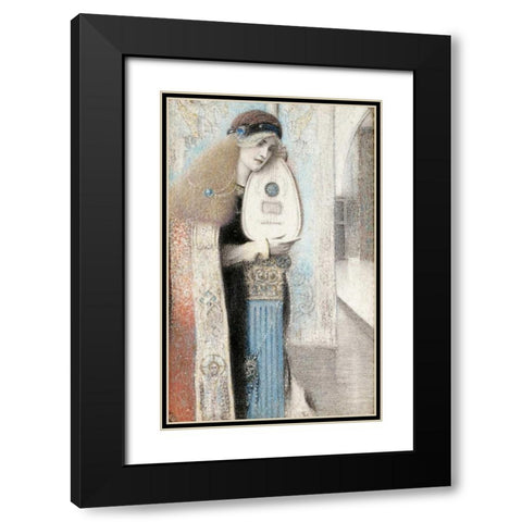 A Musician Black Modern Wood Framed Art Print with Double Matting by Khnopff, Fernand