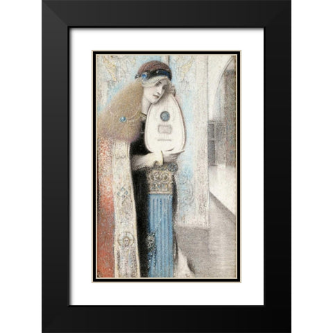 A Musician Black Modern Wood Framed Art Print with Double Matting by Khnopff, Fernand