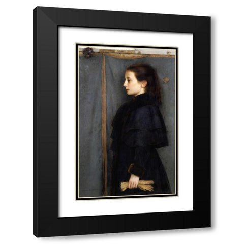 Portrait of Jeanne De Bauer Black Modern Wood Framed Art Print with Double Matting by Khnopff, Fernand