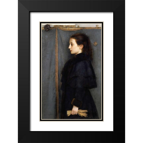 Portrait of Jeanne De Bauer Black Modern Wood Framed Art Print with Double Matting by Khnopff, Fernand