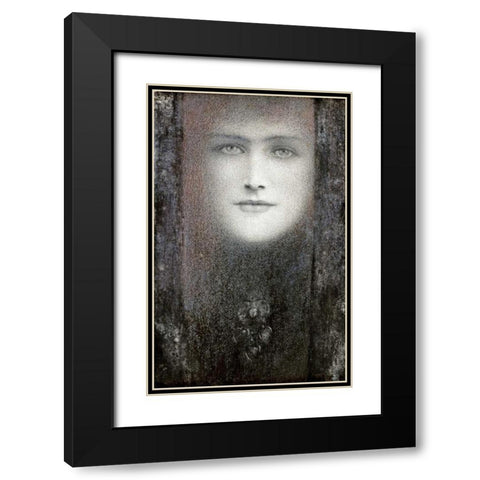 The Mask, with a Black Curtain Black Modern Wood Framed Art Print with Double Matting by Khnopff, Fernand