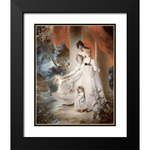 Portrait of Mrs Ayscoghe Boucherett Black Modern Wood Framed Art Print with Double Matting by Lawrence, Sir Thomas