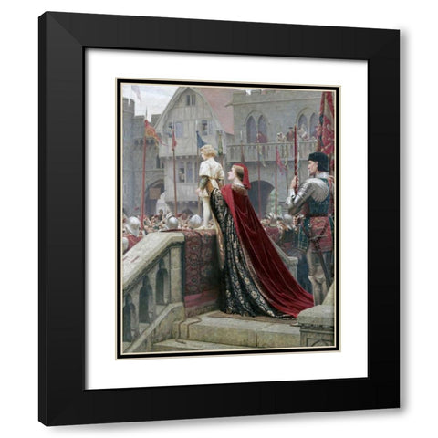 A Little Prince Likely In Time To Bless a Royal Throne Black Modern Wood Framed Art Print with Double Matting by Leighton, Edmund Blair