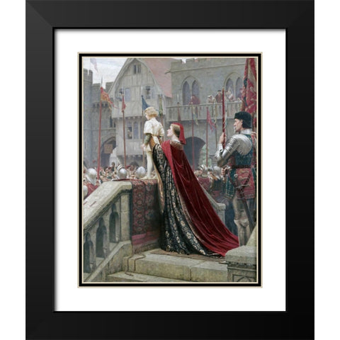 A Little Prince Likely In Time To Bless a Royal Throne Black Modern Wood Framed Art Print with Double Matting by Leighton, Edmund Blair