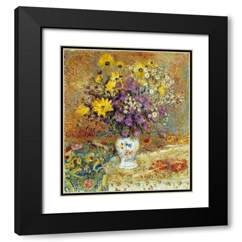 A Vase of Flowers Black Modern Wood Framed Art Print with Double Matting by Lemmen, Georges