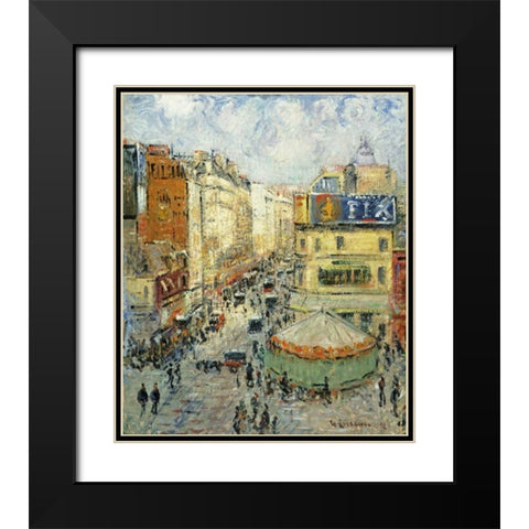 La Rue De Clignancourt Black Modern Wood Framed Art Print with Double Matting by Loiseau, Gustave