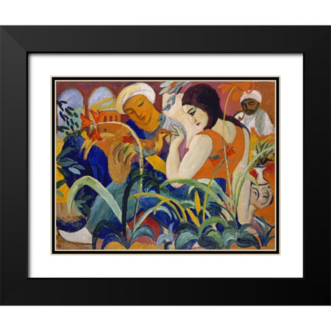 Eastern Women Black Modern Wood Framed Art Print with Double Matting by Macke, August
