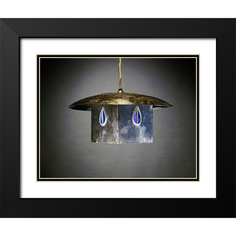 A Metal and Leaded Glass Hanging Shade Black Modern Wood Framed Art Print with Double Matting by Mackintosh, Charles Rennie