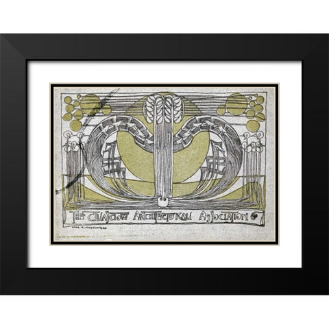 Conversazione Programme Black Modern Wood Framed Art Print with Double Matting by Mackintosh, Charles Rennie