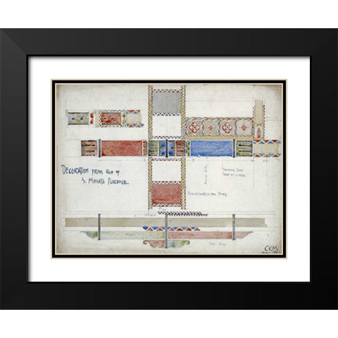 Florence, San Miniato, Studies of Decorative Ceiling Panels Black Modern Wood Framed Art Print with Double Matting by Mackintosh, Charles Rennie