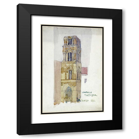 Palermo, Campanile Martorana Black Modern Wood Framed Art Print with Double Matting by Mackintosh, Charles Rennie