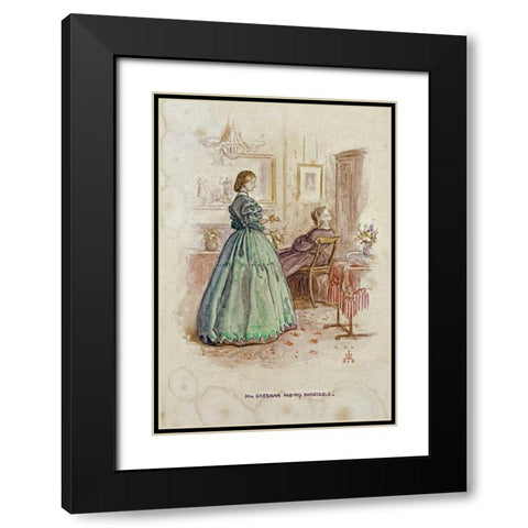 Mrs. Gresham and Miss Dunstable Black Modern Wood Framed Art Print with Double Matting by Millais, John Everett