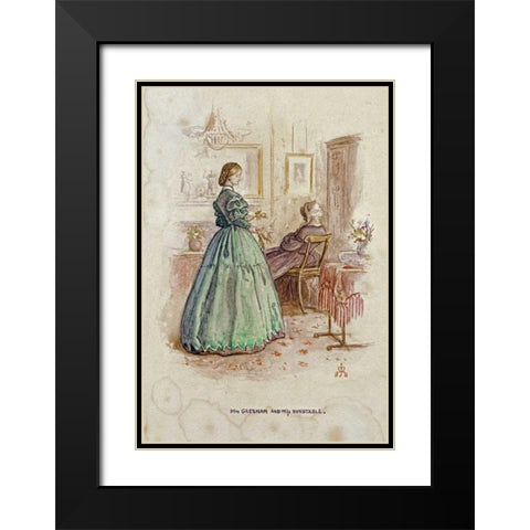 Mrs. Gresham and Miss Dunstable Black Modern Wood Framed Art Print with Double Matting by Millais, John Everett