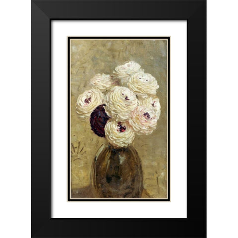 A Vase of Dahlias Black Modern Wood Framed Art Print with Double Matting by Moore, Albert Joseph