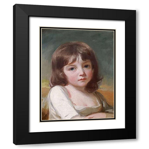 Portrait of a Girl Black Modern Wood Framed Art Print with Double Matting by Romney, George