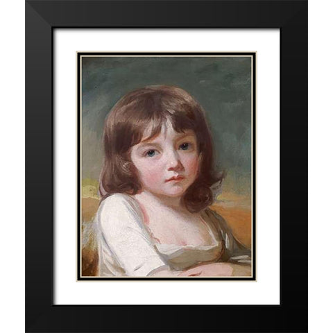 Portrait of a Girl Black Modern Wood Framed Art Print with Double Matting by Romney, George