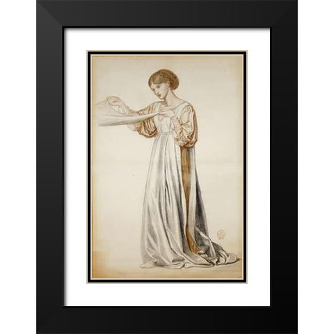 Study For a Pall Bearer In Dantes Dream Black Modern Wood Framed Art Print with Double Matting by Rossetti, Dante Gabriel