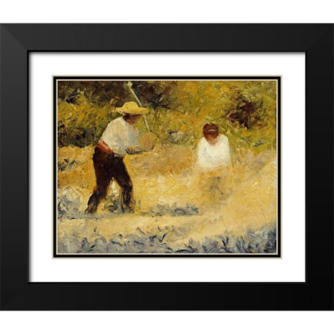 The Stone Heap Black Modern Wood Framed Art Print with Double Matting by Seurat, Georges