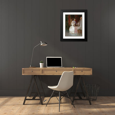 In The Boudoir Black Modern Wood Framed Art Print with Double Matting by Simonetti, Ettore