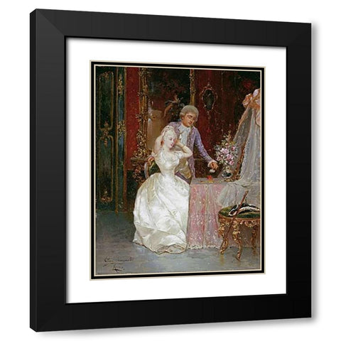 In The Boudoir Black Modern Wood Framed Art Print with Double Matting by Simonetti, Ettore