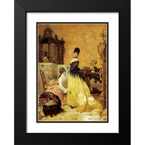 The New Dress Black Modern Wood Framed Art Print with Double Matting by Stevens, Alfred