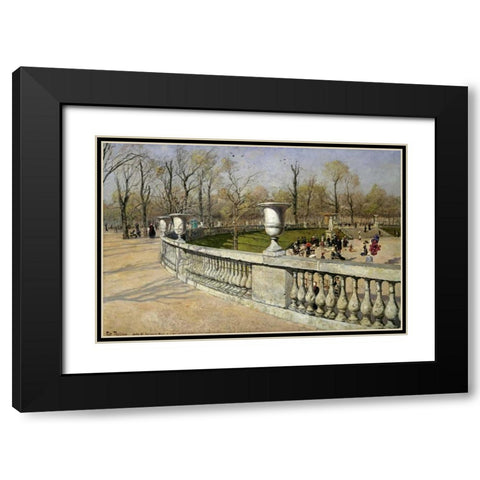 Jardin Du Luxembourg Black Modern Wood Framed Art Print with Double Matting by Thaulow, Fritz