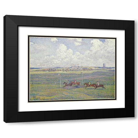 The Racecourse at Boulogne-Sur-Mer Black Modern Wood Framed Art Print with Double Matting by Van Rysselberghe, Theo