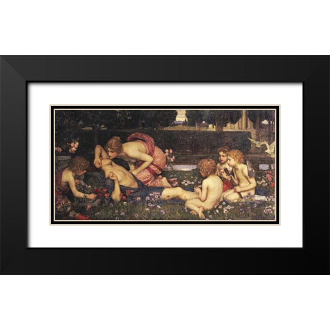 The Awakening of Adonis Black Modern Wood Framed Art Print with Double Matting by Waterhouse, John William