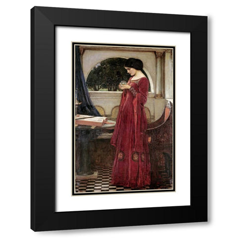 The Crystal Ball Black Modern Wood Framed Art Print with Double Matting by Waterhouse, John William