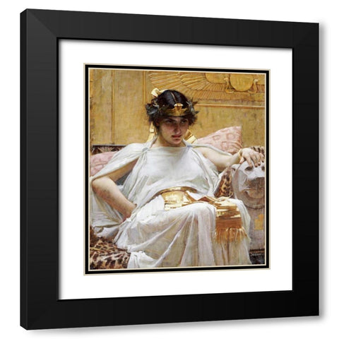 Cleopatra Black Modern Wood Framed Art Print with Double Matting by Waterhouse, John William