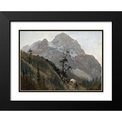 Western Trail, The Rockies Black Modern Wood Framed Art Print with Double Matting by Bierstadt, Albert