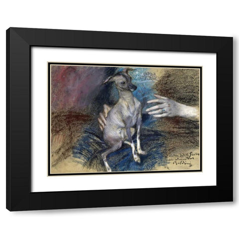 Elegante Au Chien Black Modern Wood Framed Art Print with Double Matting by Boldini, Giovanni