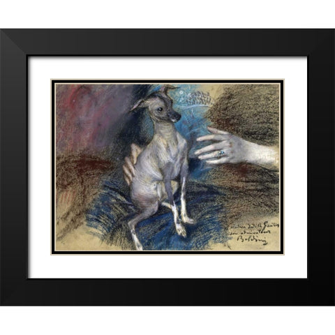 Elegante Au Chien Black Modern Wood Framed Art Print with Double Matting by Boldini, Giovanni