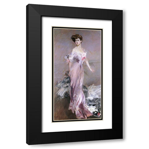 Portrait of Mrs. Howard-Johnston Black Modern Wood Framed Art Print with Double Matting by Boldini, Giovanni