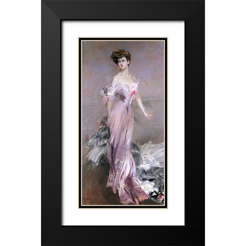 Portrait of Mrs. Howard-Johnston Black Modern Wood Framed Art Print with Double Matting by Boldini, Giovanni