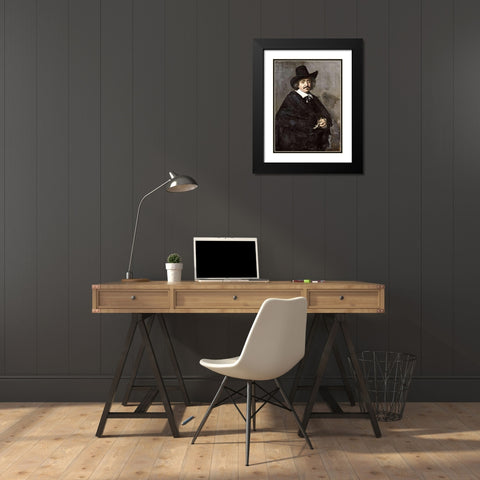 Portrait of a Gentleman Black Modern Wood Framed Art Print with Double Matting by Hals, Frans