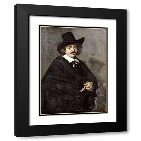 Portrait of a Gentleman Black Modern Wood Framed Art Print with Double Matting by Hals, Frans