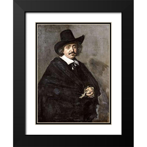 Portrait of a Gentleman Black Modern Wood Framed Art Print with Double Matting by Hals, Frans