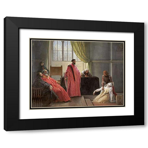Valenza Gradenigo Before The Inquisition Black Modern Wood Framed Art Print with Double Matting by Hayez, Francesco