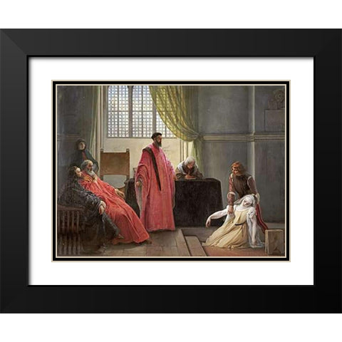 Valenza Gradenigo Before The Inquisition Black Modern Wood Framed Art Print with Double Matting by Hayez, Francesco